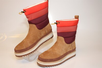 Toms NEW Womens 6 Makenna Tan Nubuck Leather Drawstring Winter Boots