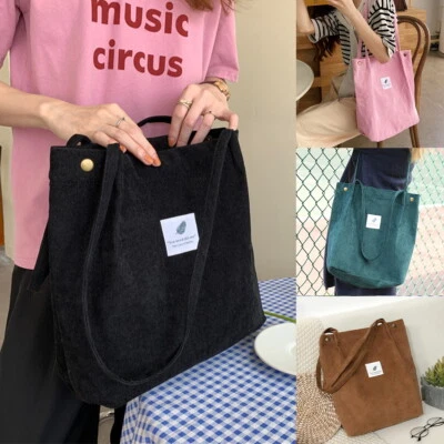 Women Travel UK Canvas Corduroy Tote Bags Handbag Ladies Messenger Shoulder Bag