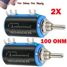 2PC 100 OHM 2W Multi Turn Wirewound Pot Precision Linear Potentiometers HOT