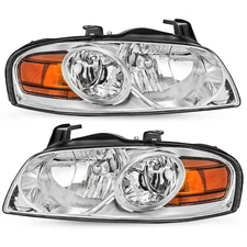 For 2004-2006 Nissan Sentra Chrome Headlights Amber Corner Signal Headlamps L+R