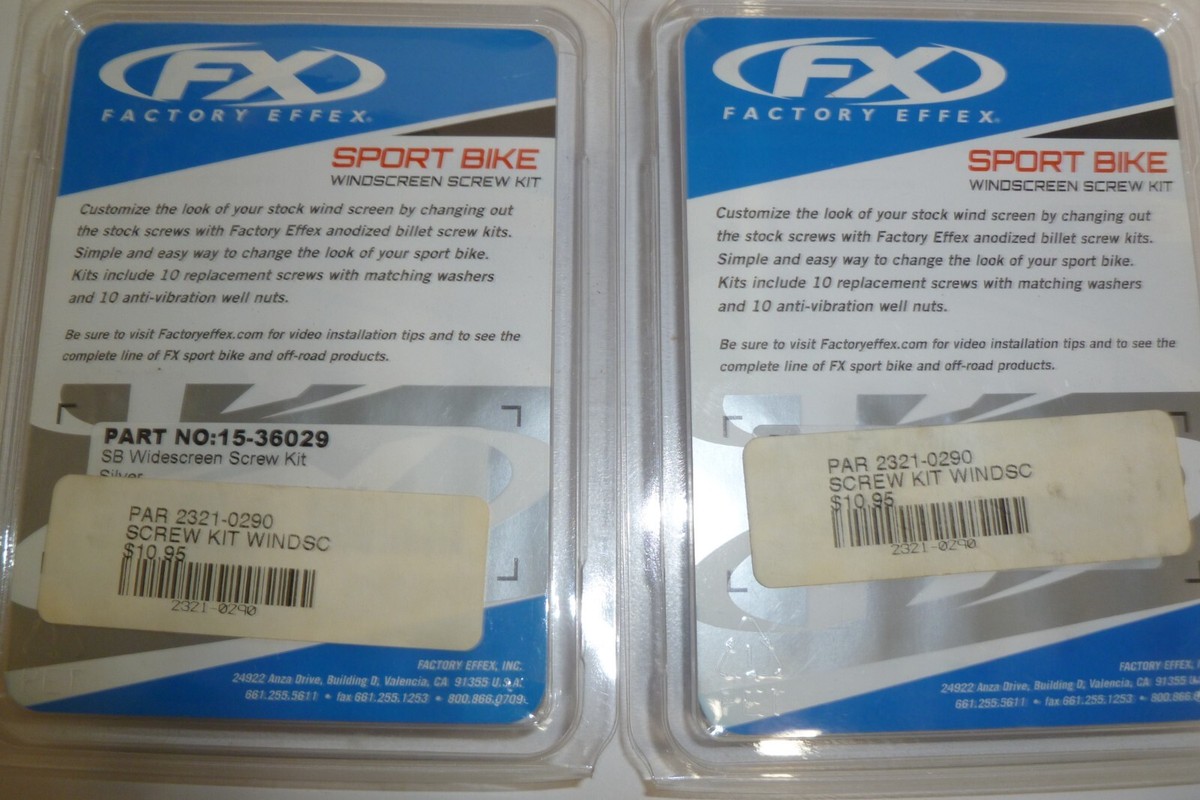 New Factory Effex Sport Bike Windscreen Screw Kit Silver 2321-0290