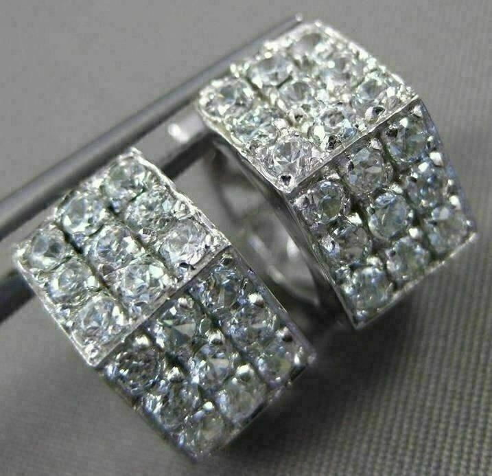 FILA ORECCHINI HUGGIE ESTATE ORO BIANCO 14KT 3D 3 FILE ZIRCONI ESAGONO ZIRCONI #24347