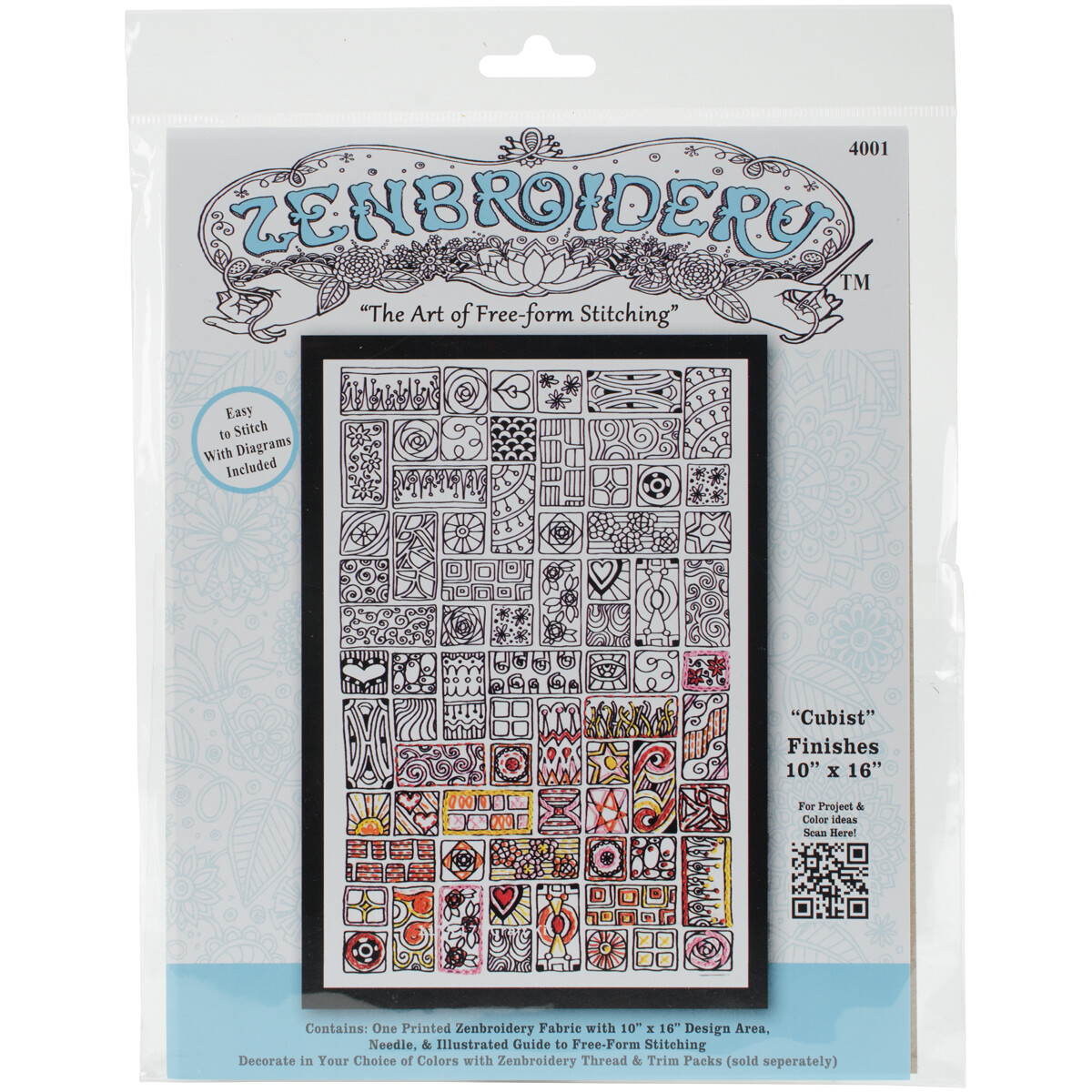 Zenbroidery Welcome Fabric Pack - Pre-Stamped Embroidery Kit For Beginners