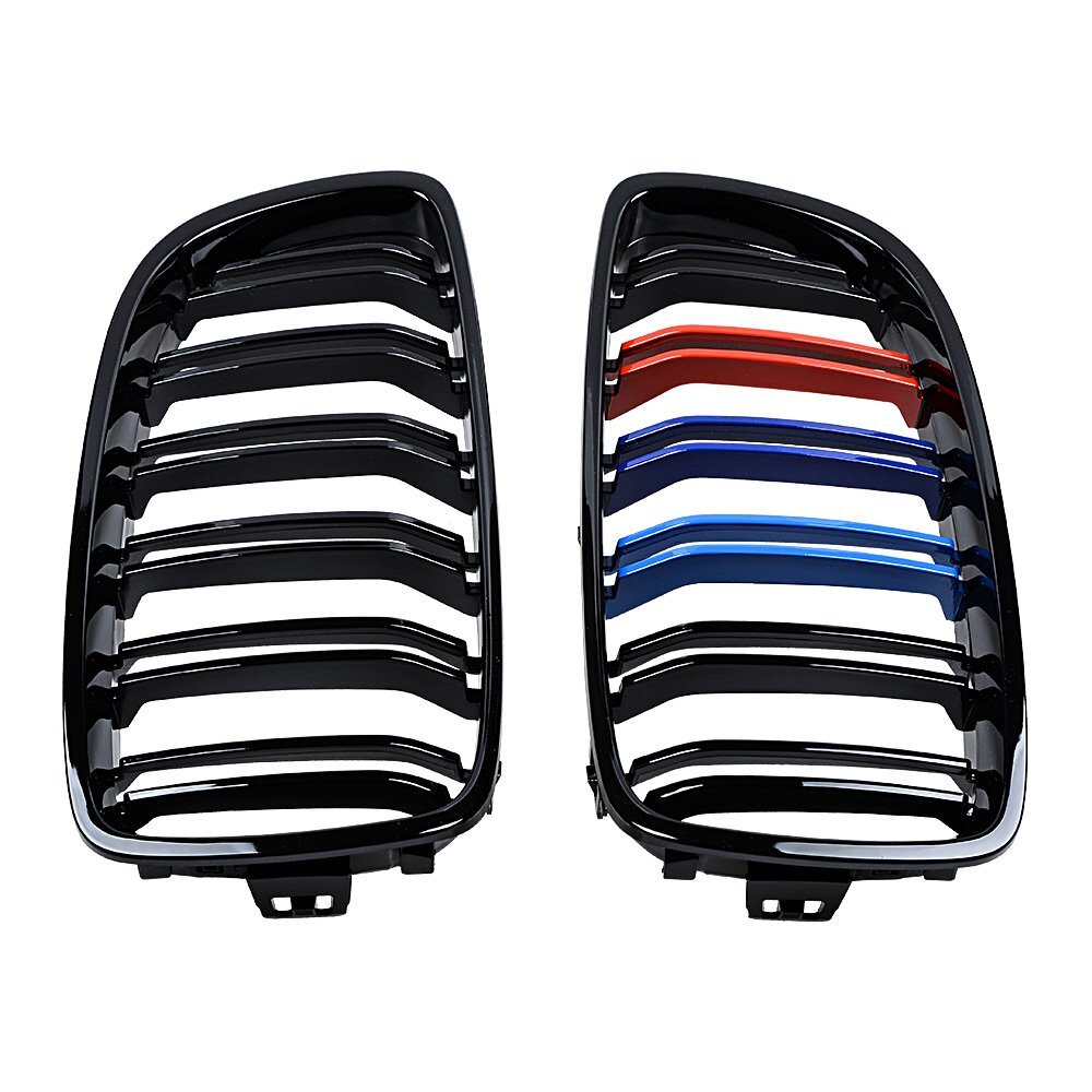 Anzio Glossy Black Dual Slat Kidney Grill For BMW 3-Series F34 Gran Turismo 2014-2017 | Direct Replacement, Easy Snap-On