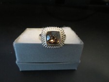 925 Sterling Silver Vintage Real Smoky Quartz Ring Size 10