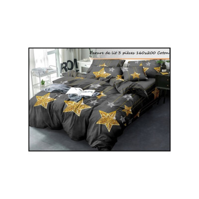 Parure de lit 260x240 cm – Drap housse 160x200 cm – 100% coton – Bonnet 30 cm – Lavable en machine à 30° – Cdaffaires