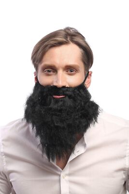 Bart Vollbart Schwarz Karneval Halloween Hipster Räuber Bandit Prophet Moses