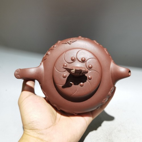 Exquisita tetera china de arcilla Zisha hecha a mano (鱼跃龙门 低款:陈旭凤) - Imagen 4 de 8