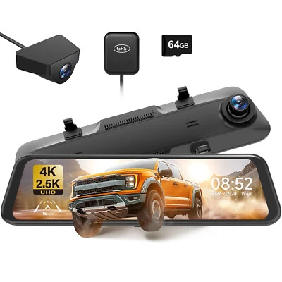 WOLFBOX G900 Dashcam 4K+2.5K Spiegel Dashcam Vorne und Hinten Dashcam für Auto