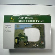 John Deere Resin Picture Frame 2"x3" Handpainted Farm Scene (S1)