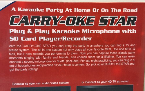 VocoPro CARRY-OKE STAR Plug-and-Play Karaoke Mic with SD Card Player Recorder - Picture 13 of 22