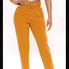 FASHION NOVA Mustard Talia Belted Pants Size XS