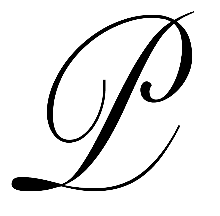 P Monogram Initial Letter Roundhand Font Vinyl Decal Sticker a1936