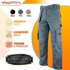 Grey Mens Cargo Combat Work Trousers Workwear Pants With Holster Pockets PRG