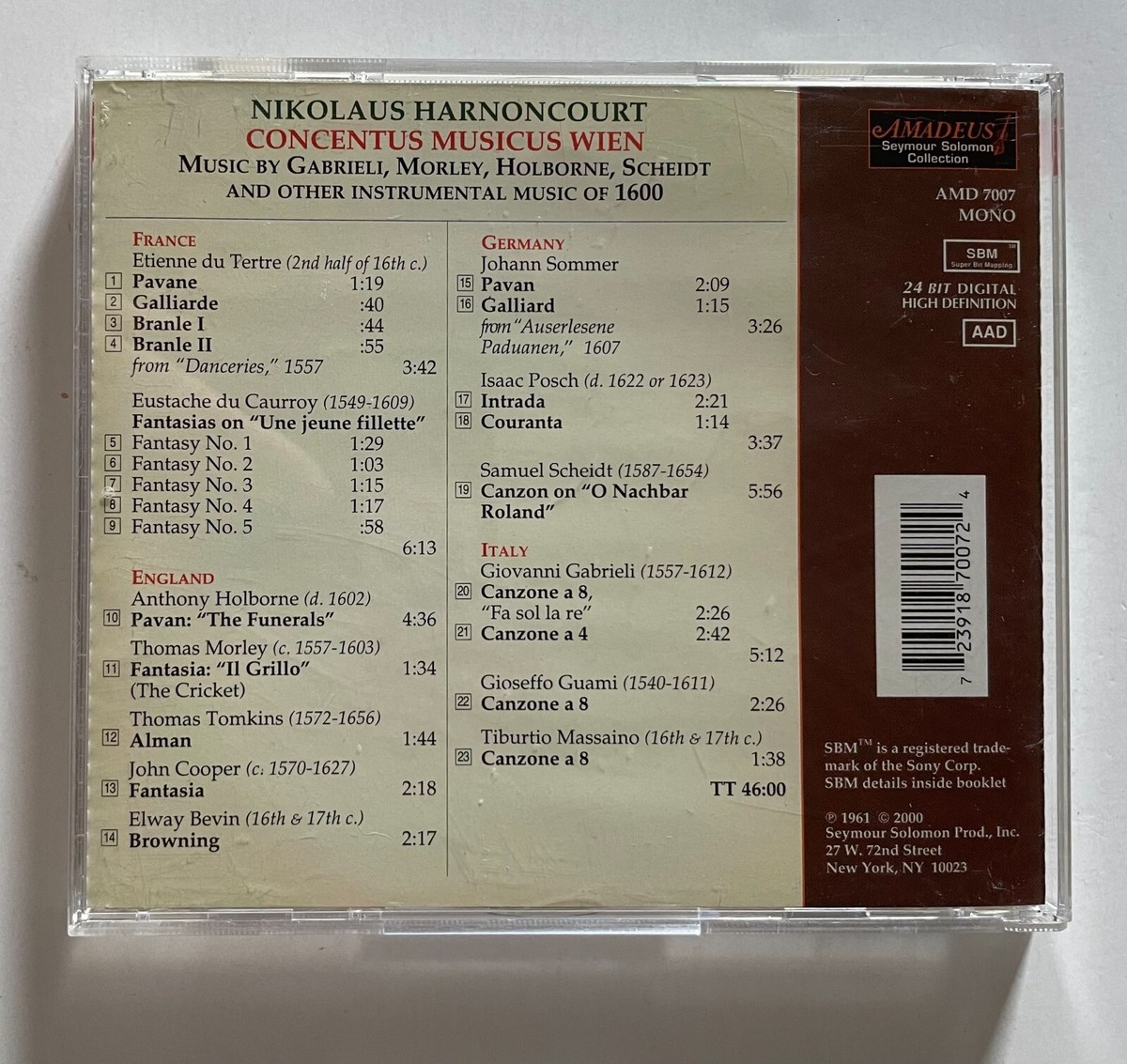 NIKOLAUS HARNONCOURT VIENNA CONCENTUS MUSICUS WEIN 1600's