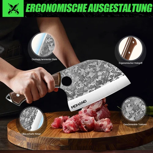 Edelstahl Kochmesser Metzger Küchenmesser Restaurant Scharfe Messer Axt - Bild 9 von 12