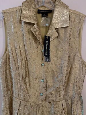 Duro Olowu-Gold Fit And Flake Dress Sz. 10-Lined, Side Zipper NWT | eBay