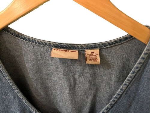 Vintage Denim Maxi Dress Short Sleeve 10 Modest Teacher Grandma Cottage Core - Picture 4 of 15