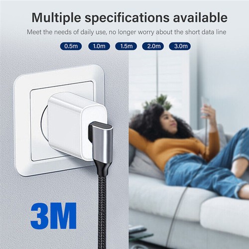 90° Degree Angle USB-C to USB-C Charger Cable Fast Charging Type Sync Cord * - Picture 6 of 13