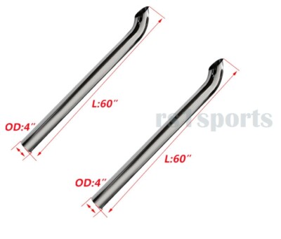 Chrome 4''OD x 60''Length Curved Stack Pipe Peterbilt Kenworth Freightliner  2PCS