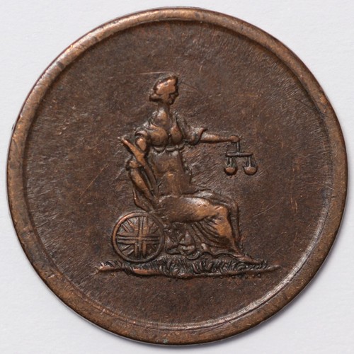 Great Britain c.1820-1830 Columbia Farthing Bronze Token Seated Britannia - Picture 3 of 3