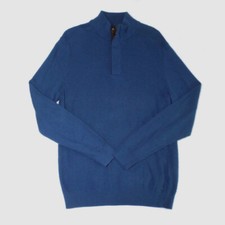  65 Tasso Elba Mens Blue Classic Fit Long Sleeve Quarter-Zip Sweater Size Medium