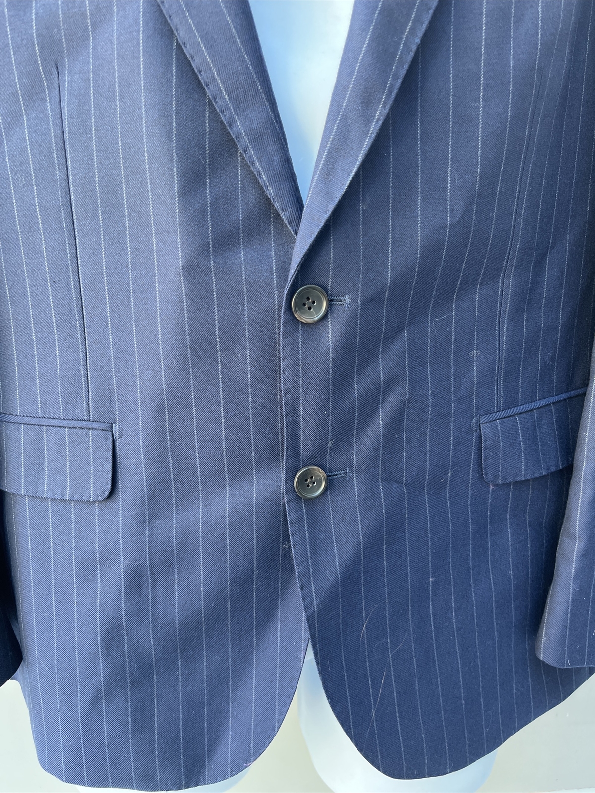 Moss Bros Wool Regular jacket & waistcoat 2 piece size 44” Blue