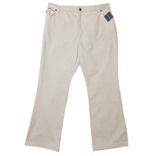 Lands End Womens Kahki Pants Size 16 Elastic Side Waist Straight Leg Twill NWT