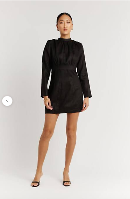 knee length dresses for ladies HAL BLACK LONG SLEEVE MIDI DRESS – DISSH main image 1