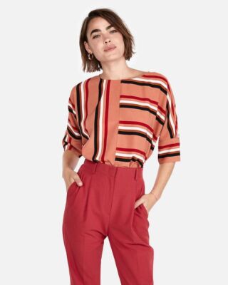 Express Striped Tie Back Blouse S