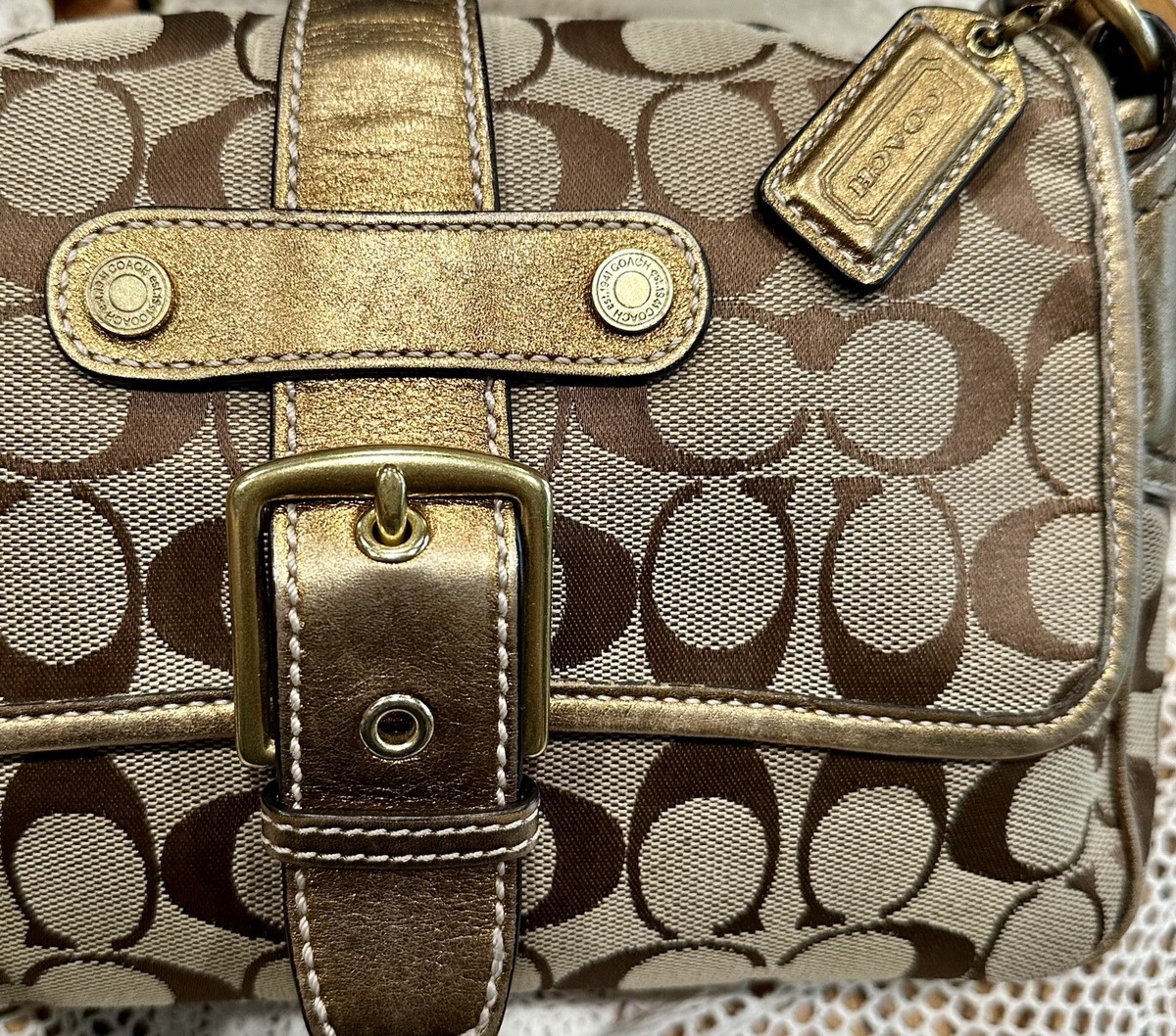 バッグ COACH Flap Soho Signature handbag gold COACH Soho Flap Bag In Signature Jacquard CJ814 outlet F/S
