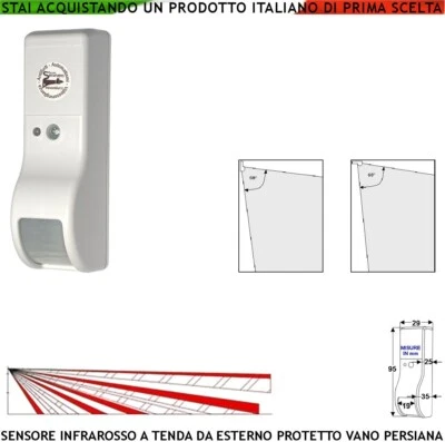 SECURVERA Rilevatore Infrarosso Tenda Balcone Esterno Antifurto Sensore Colore Bianco