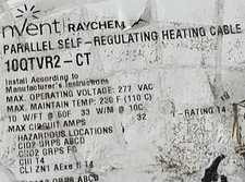 nVent/Raychem 10QTVR2-CT QTVR Self-Regulating Heating Cable 10W/Ft 200-277V /1ft