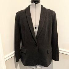 MNG Mango basics size XL Boyfriend Blazer Suit Jacket Office Dark grey wool