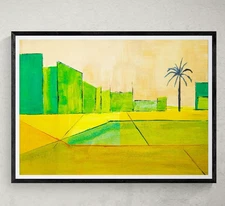 Original Art. Acrylic on Heavy Art Paper. 12x9 inches. 'Citrus Skyline'