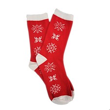 Christmas Holiday Socks Adult Medium - Red Snowflake / Medium