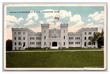 1916 PM  Nichols Gymnasium KSAC Manhattan Kansas Postcard K-State White Border