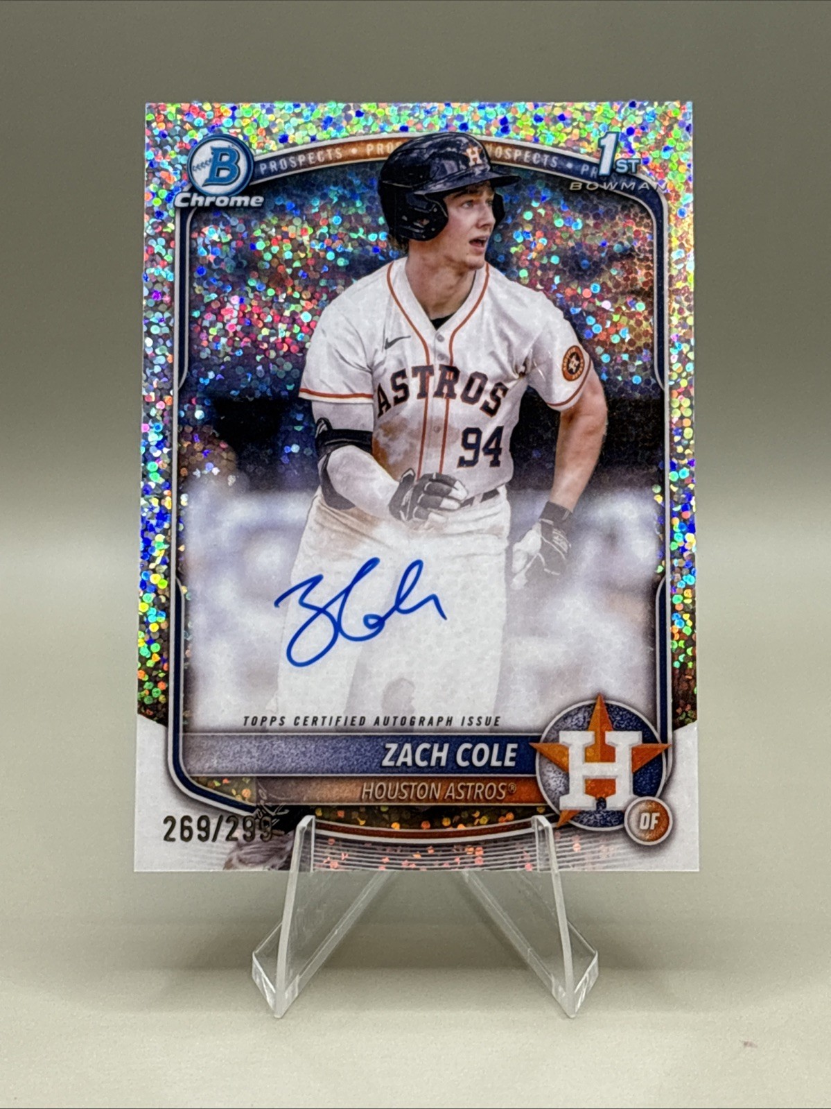 2025 Bowman Chrome  Auto Zach Cole, #CPA-ZC Speckle Refractor /299 (AU, RC)