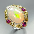 Super Top AAA+ 12 ct+ Natural Opal Ring 925 Sterling Silver Size 8 /R468771