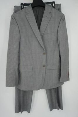 Z Zegna Suit Gray Striped Wool Silk 2 Piece Men's IT 50 Slim 40R US 35x31