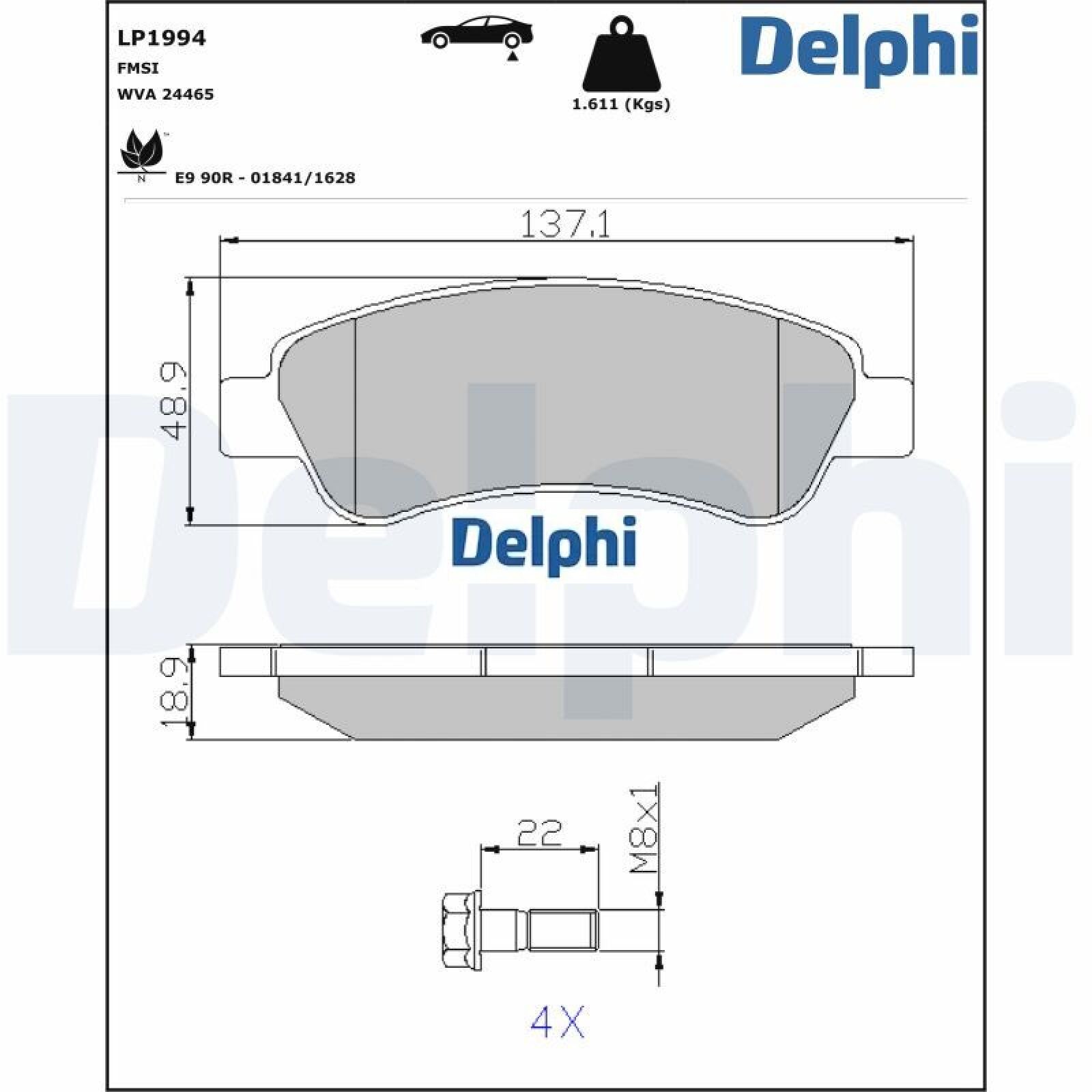 Delphi Bremsbelagsatz, Scheibenbremse [Hersteller-Nr. LP1994] für Citroën, Peugeot, Fiat - Bild 3
