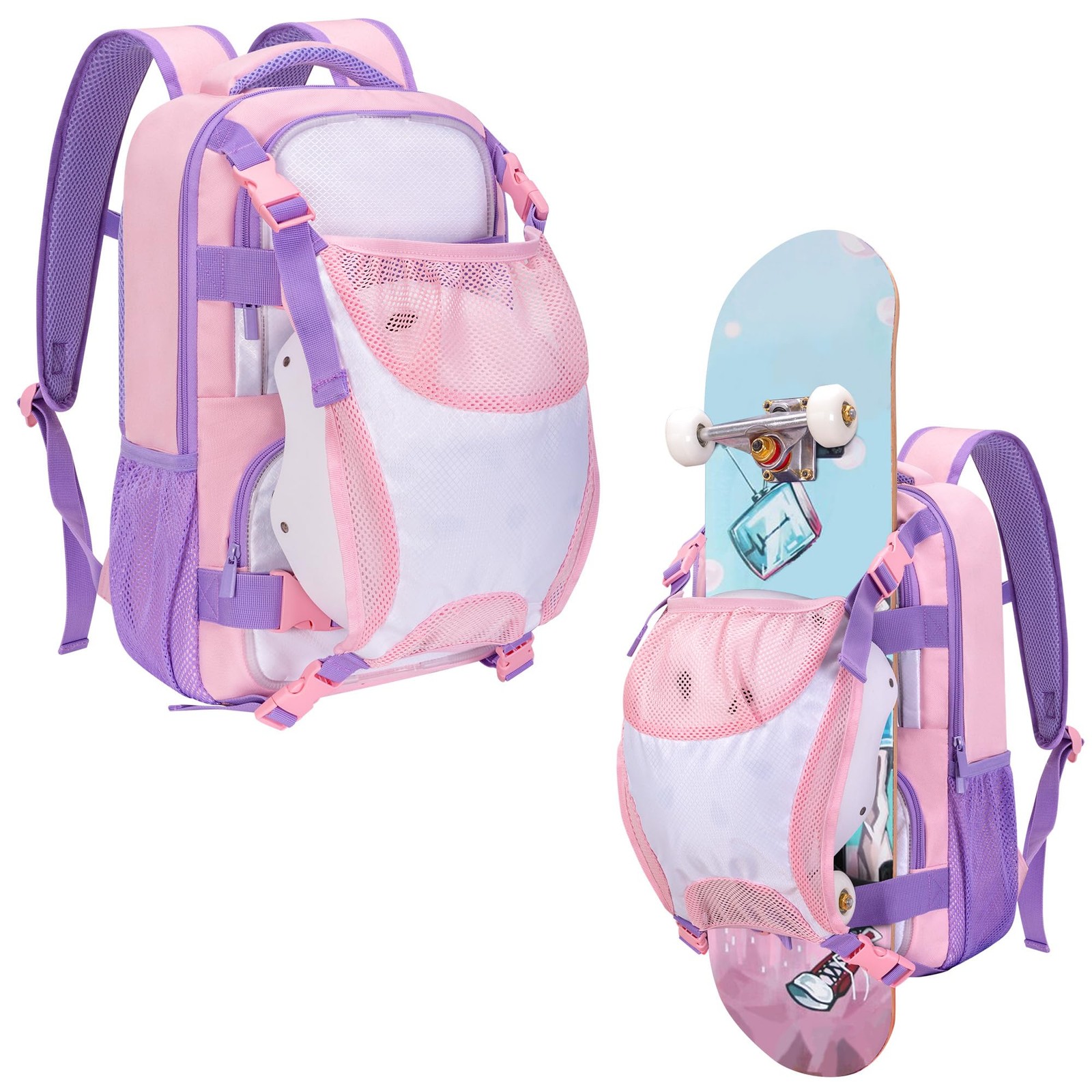 Skateboard Backpack with Adjustable Board Straps and Detacha