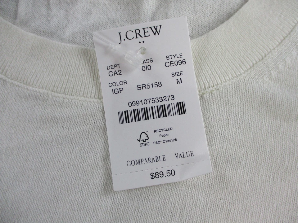 J Crew Sweater Womens Medium White Gold Polka Dot Teddie Crewneck Long Sleeve - Image 4 of 4