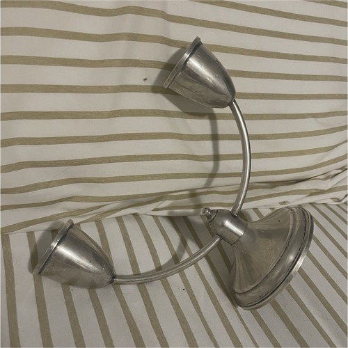 Sferlazz 2-Arm Silver Polished Metal Taper Candle Holder, Model 10/8/30