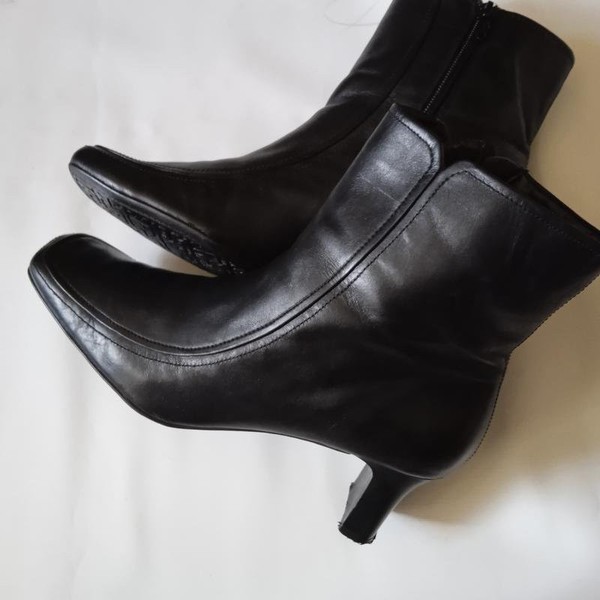 Women Clarks Boots Black Leather 40 #7CI8