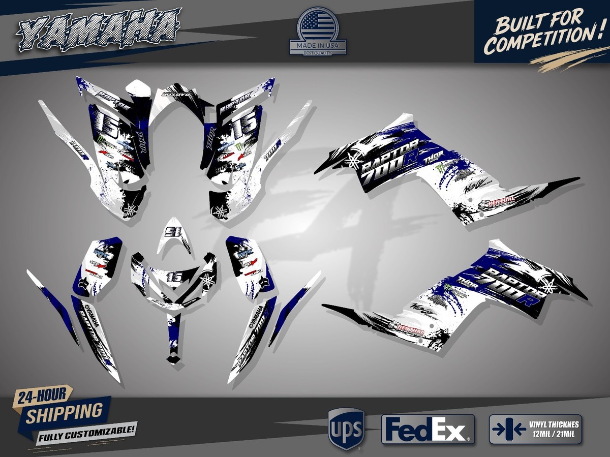 Kit Graphique Yamaha Raptor 700/700R - Autocollants 2013-2023 - Bleu - Neuf