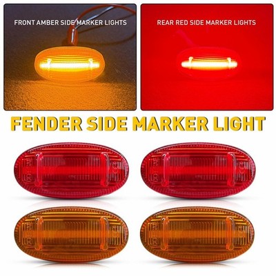 4X Fit 2011-2022 Ford F-350 F-450 Super Duty Amber Red LED Side Marker Light EPM