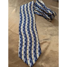 Ferrell Reed for Mark Shale Silk Tie Wavy Stripe Navy Cream Burgundy
