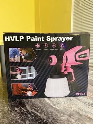 HVLP Paint Sprayer VF803 700W 1200ml 4 Nozzles Handheld Pink Black