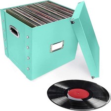 Mint Colored Snap Store Vinyl Record Storage Box w/ Chrome Handle